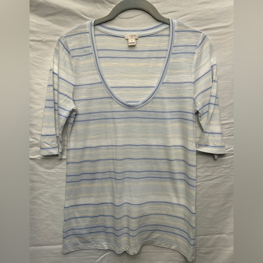 J. Crew blue and white striped tee, size S